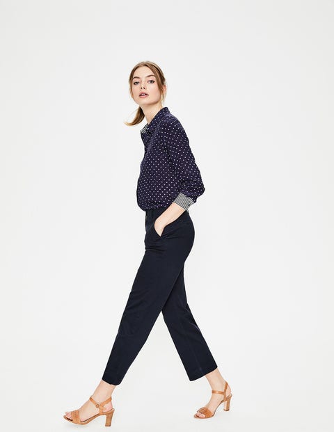 Rachel Wide Crop Chino Pants - Navy Rachel Wide Crop Chino Pants - Navy