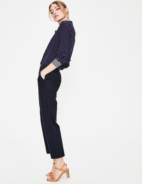 Rachel Wide Crop Chino Pants - Navy Rachel Wide Crop Chino Pants - Navy