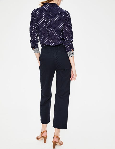 Rachel Wide Crop Chino Pants - Navy Rachel Wide Crop Chino Pants - Navy