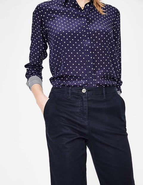 Rachel Wide Crop Chino Pants - Navy Rachel Wide Crop Chino Pants - Navy