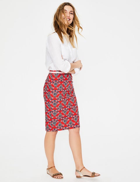 Modern Pencil Skirt - Red Pop, Floral Bouquet Modern Pencil Skirt - Red Pop, Floral Bouquet