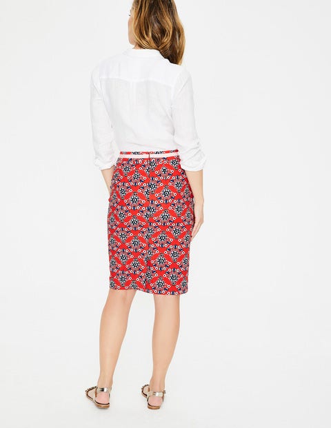 Modern Pencil Skirt - Red Pop, Floral Bouquet Modern Pencil Skirt - Red Pop, Floral Bouquet