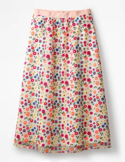 Marjorie Organza Skirt - Ivory Multi Embroidery Marjorie Organza Skirt - Ivory Multi Embroidery