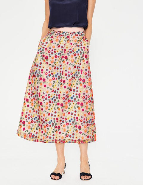 Marjorie Organza Skirt - Ivory Multi Embroidery Marjorie Organza Skirt - Ivory Multi Embroidery