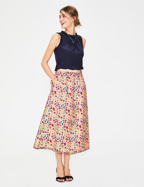 Marjorie Organza Skirt - Ivory Multi Embroidery Marjorie Organza Skirt - Ivory Multi Embroidery