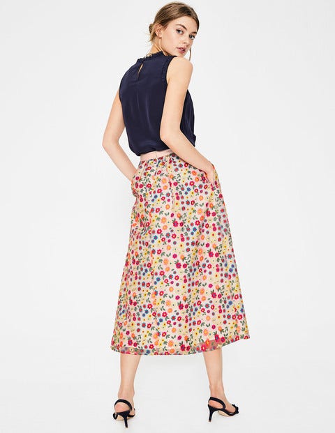 Marjorie Organza Skirt - Ivory Multi Embroidery Marjorie Organza Skirt - Ivory Multi Embroidery