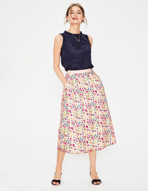Marjorie Organza Skirt - Ivory Multi Embroidery Marjorie Organza Skirt - Ivory Multi Embroidery