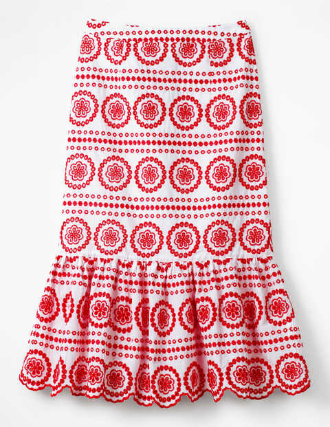 Broderie Skirt - White with Red Pop Broderie Skirt - White with Red Pop
