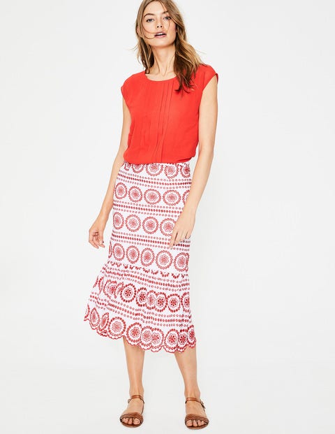 Broderie Skirt - White with Red Pop Broderie Skirt - White with Red Pop