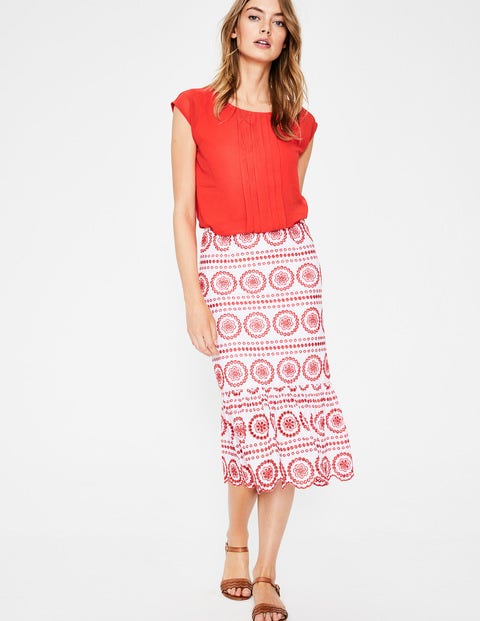 Broderie Skirt - White with Red Pop Broderie Skirt - White with Red Pop