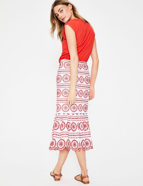 Broderie Skirt - White with Red Pop Broderie Skirt - White with Red Pop