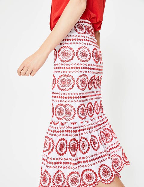 Broderie Skirt - White with Red Pop Broderie Skirt - White with Red Pop