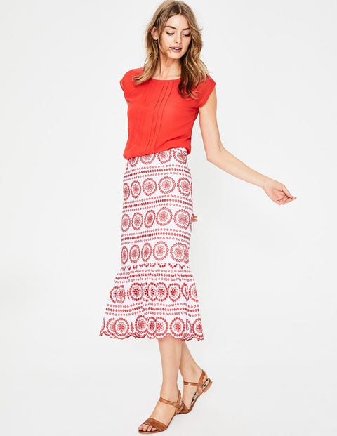 Broderie Skirt - White with Red Pop Broderie Skirt - White with Red Pop