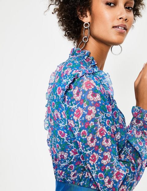 Gemusterter Overall Für Besondere Anlässe - Blau mit kleinen Blumen Gemusterter Overall Für Besondere Anlässe - Blau mit kleinen Blumen