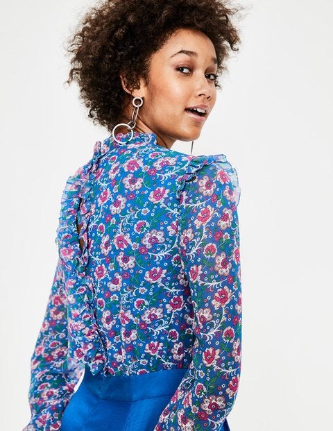 Gemusterter Overall Für Besondere Anlässe - Blau mit kleinen Blumen Gemusterter Overall Für Besondere Anlässe - Blau mit kleinen Blumen