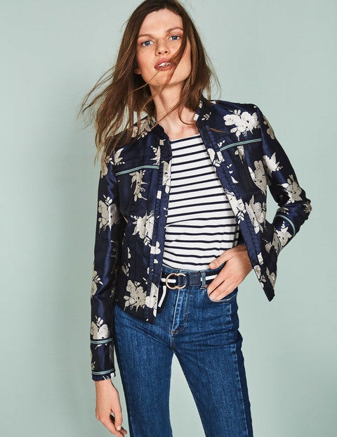Mariana Jacquard Jacket - Navy Wild Bloom Mono Mariana Jacquard Jacket - Navy Wild Bloom Mono