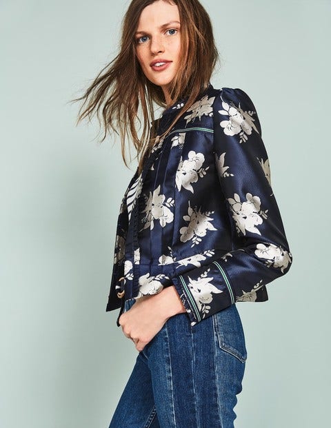 Mariana Jacquard Jacket - Navy Wild Bloom Mono Mariana Jacquard Jacket - Navy Wild Bloom Mono