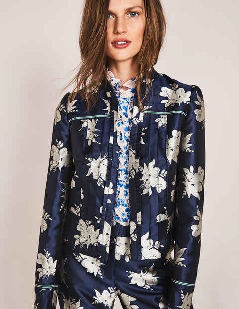 Mariana Jacquard Jacket - Navy Wild Bloom Mono Mariana Jacquard Jacket - Navy Wild Bloom Mono