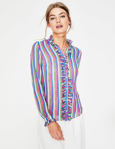 Chemise Kathleen À Volants - Rayures Multicolores Chemise Kathleen À Volants - Rayures Multicolores