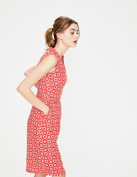 Linen Notch Neck Dress - Rosehip Daisy Chain Linen Notch Neck Dress - Rosehip Daisy Chain