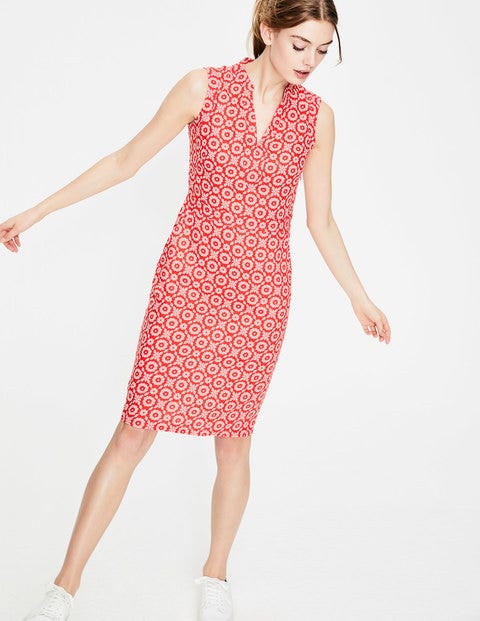 Linen Notch Neck Dress - Rosehip Daisy Chain Linen Notch Neck Dress - Rosehip Daisy Chain