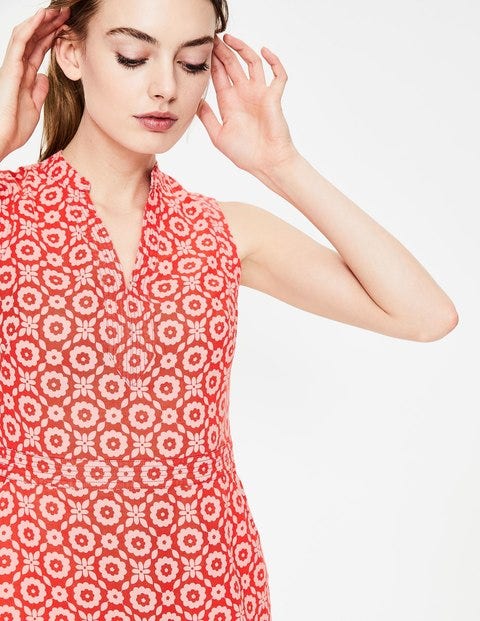 Linen Notch Neck Dress - Rosehip Daisy Chain Linen Notch Neck Dress - Rosehip Daisy Chain