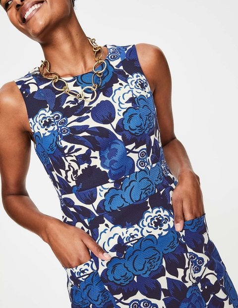 Retro Pocket Dress - Blues Bouquet Large Retro Pocket Dress - Blues Bouquet Large