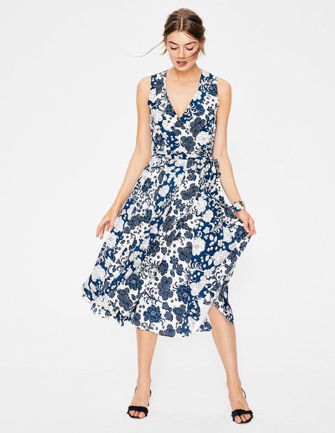 Allyson Silk Wrap Dress - Blue Decadence Floral Allyson Silk Wrap Dress - Blue Decadence Floral