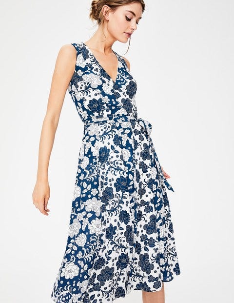 Allyson Silk Wrap Dress - Blue Decadence Floral Allyson Silk Wrap Dress - Blue Decadence Floral