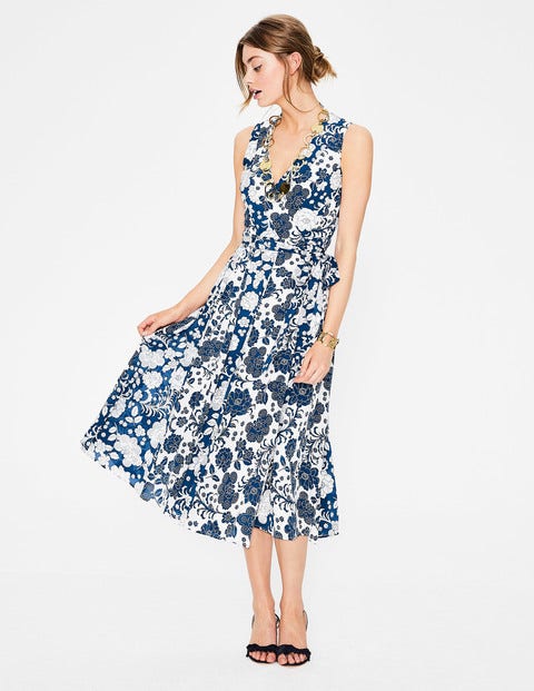 Allyson Silk Wrap Dress - Blue Decadence Floral Allyson Silk Wrap Dress - Blue Decadence Floral