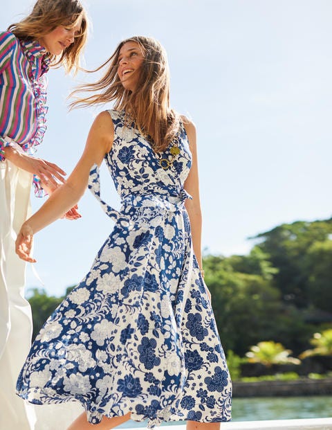 Allyson Silk Wrap Dress - Blue Decadence Floral Allyson Silk Wrap Dress - Blue Decadence Floral