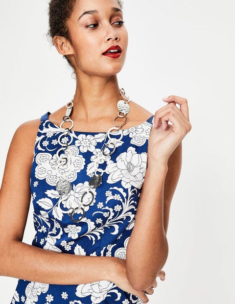 Paula Print Dress - Opulent Blue Tropical Floral Paula Print Dress - Opulent Blue Tropical Floral