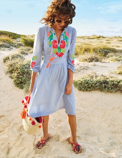 Marla Embroidered Dress - Floral Parrot Embroidery Marla Embroidered Dress - Floral Parrot Embroidery