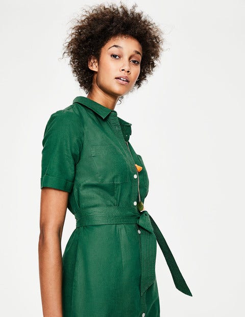 Tie Waist Shirt Dress - Sap Green Tie Waist Shirt Dress - Sap Green