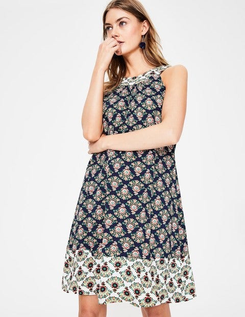Printed Swing Dress - Navy Floral Bouquet Printed Swing Dress - Navy Floral Bouquet