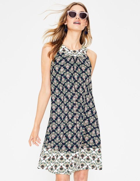 Printed Swing Dress - Navy Floral Bouquet Printed Swing Dress - Navy Floral Bouquet