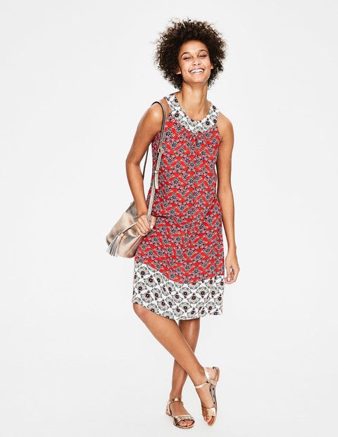 Printed Swing Dress - Red Pop Floral Bouquet Printed Swing Dress - Red Pop Floral Bouquet