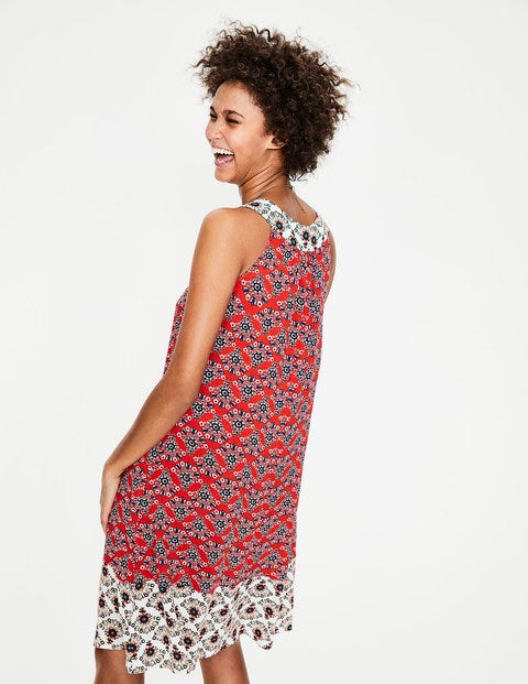 Printed Swing Dress - Red Pop Floral Bouquet Printed Swing Dress - Red Pop Floral Bouquet