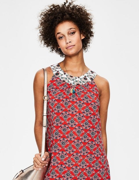 Printed Swing Dress - Red Pop Floral Bouquet Printed Swing Dress - Red Pop Floral Bouquet