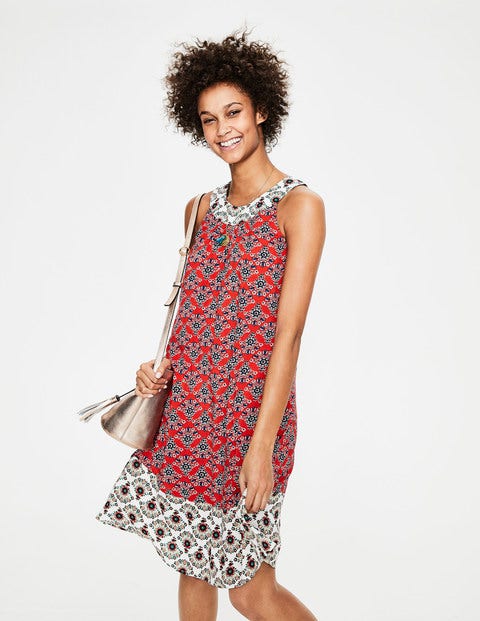 Printed Swing Dress - Red Pop Floral Bouquet Printed Swing Dress - Red Pop Floral Bouquet
