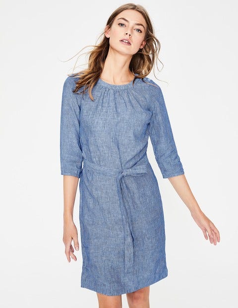 Katie Dress - Persian Blue & Ivory Stripe Katie Dress - Persian Blue & Ivory Stripe