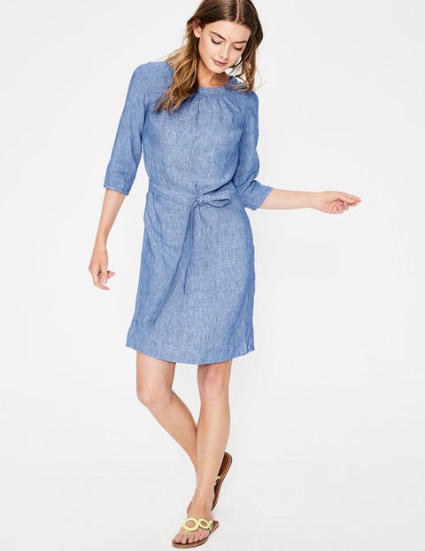 Katie Dress - Persian Blue & Ivory Stripe Katie Dress - Persian Blue & Ivory Stripe