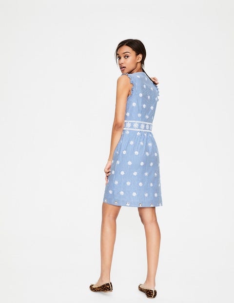 Hotchpotch Broderie Dress - Soft Blue and Ivory Stripe Hotchpotch Broderie Dress - Soft Blue and Ivory Stripe