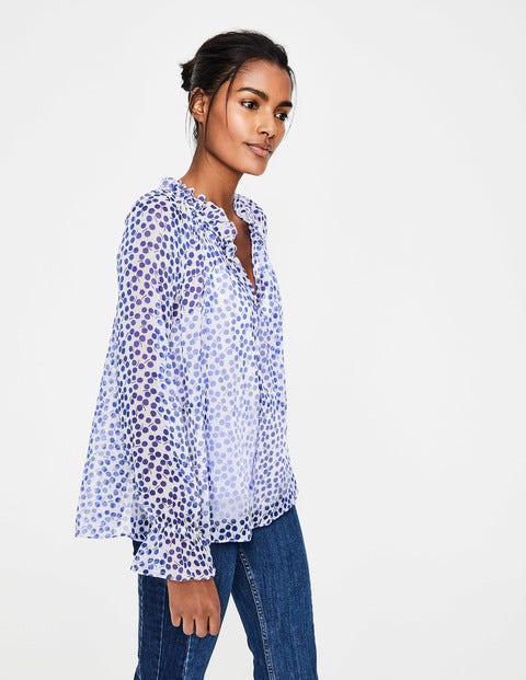 Florence Top - Greek Blue, Pretty Posy Mono Florence Top - Greek Blue, Pretty Posy Mono