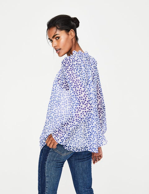 Florence Top - Greek Blue, Pretty Posy Mono Florence Top - Greek Blue, Pretty Posy Mono