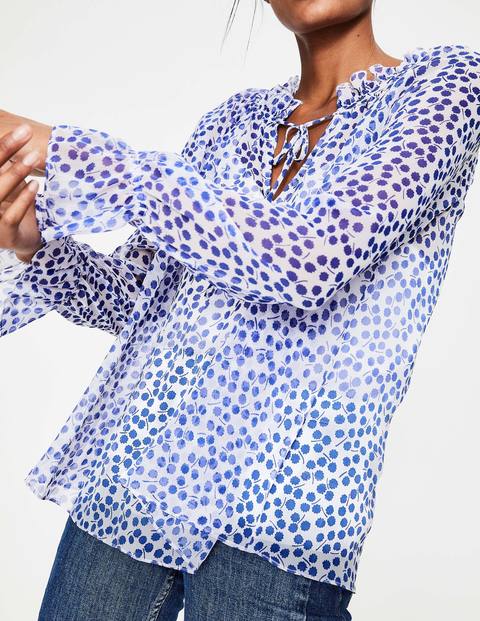 Florence Top - Greek Blue, Pretty Posy Mono Florence Top - Greek Blue, Pretty Posy Mono