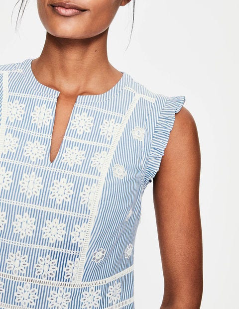 Hotchpotch Broderie Top - Soft Blue and Ivory Stripe Hotchpotch Broderie Top - Soft Blue and Ivory Stripe