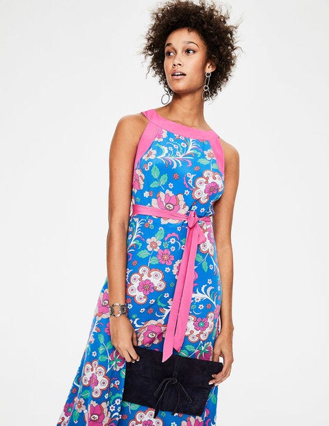 Averie Silk Dress - China Blue Tropical Floral Averie Silk Dress - China Blue Tropical Floral