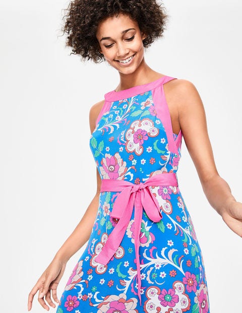 Averie Silk Dress - China Blue Tropical Floral Averie Silk Dress - China Blue Tropical Floral