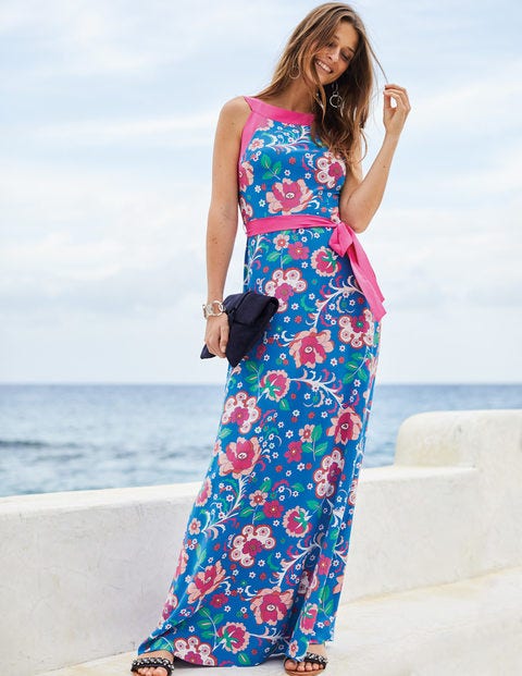 Averie Silk Dress - China Blue Tropical Floral Averie Silk Dress - China Blue Tropical Floral